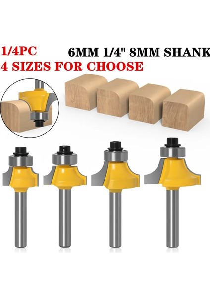 6mm Şaft No2 1/4 "8mm 6mm Shank Yuvarlak Kenar Yönlendirici Bit Yarıçapı 1/8" 1/4 "1/2" 3/8 "ağaç Işleme Freze Kesicisi Karbür (Yurt Dışından)