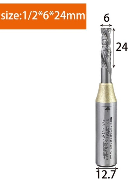 12.7X6X24 Arden Bileşik Spiral Yönlendirici Bit Çift Kaplama Kesme Bıçağı Cnc Oyma Makinesi Ağaç Işleme Kesme Aleti AK47-4 (Yurt Dışından)