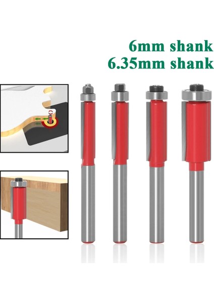 6mm Shank No3 4 Adet 1/4 Inç Shank Düz Gömme Trim Ahşap Yönlendirici Bit Üst Rulman ile 6mm 6.35MM 8mm Shank Zıvana Ağaç Işleme Için Kesici Aletler (Yurt Dışından) fiyatları