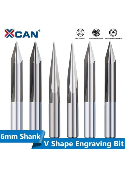20DX0.5MM Xcan Cnc Oyma Bit 6mm Shank 15/20/25/30 Derece V Şekli End Mill Cnc Router Bit 2 Flüt Freze Kesicisi Ahşap Gravür Bit (Yurt Dışından)