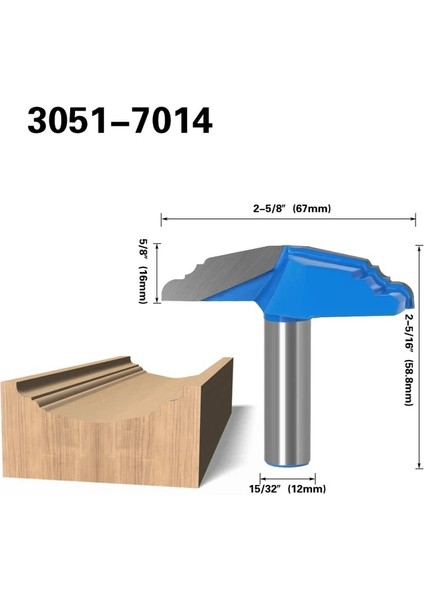12 Sap 3051-7014 1 Adet 12MM Shank Ağaç Işleme Kapı Çerçevesi Dantel Bıçak Kapı Gravür Profilli Dantel Kabine Gravür Bıçağı Yönlendirici Bit (Yurt Dışından)