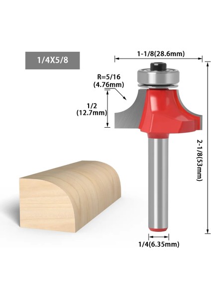1I4X5I16 1/46MM Sap Köşe Yuvarlak Yönlendirici Bit ile Rulman Freze Kesici Ahşap Ahşap Tungsten Karbür (Yurt Dışından) fırsatları