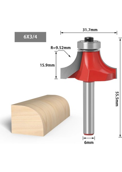 1I4X5I16 1/46MM Sap Köşe Yuvarlak Yönlendirici Bit ile Rulman Freze Kesici Ahşap Ahşap Tungsten Karbür (Yurt Dışından) indirimleri