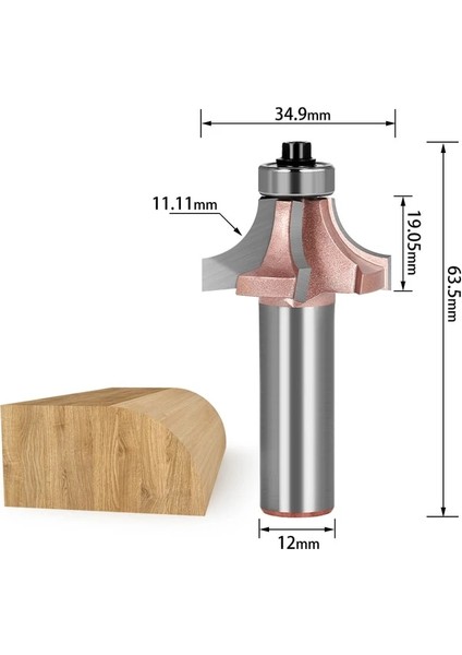 12X7I8 1/2 "12 mm Shank Endüstriyel Sınıf Köşe Yuvarlak Ağaç Işleme Freze Kesicisi Kırpma Bıçağı Kenar Düzeltici 4 Diş Ahşap Yönlendirici Bit (Yurt Dışından)