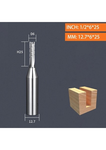 12.7X6X25 Vsharp 3 Flüt Tct Düz Kesme Ucu 12.7mm Hızlı Planya Kesme Karbür Alaşım Ağaç Işleme Yönlendirici Bit Ahşap Mdf Kontrplak (Yurt Dışından)
