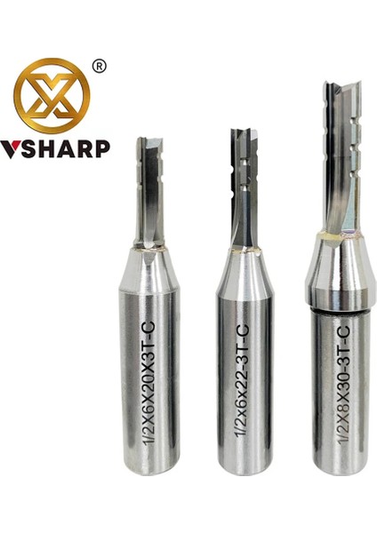 12.7X6X25 Vsharp 3 Flüt Tct Düz Kesme Ucu 12.7mm Hızlı Planya Kesme Karbür Alaşım Ağaç Işleme Yönlendirici Bit Ahşap Mdf Kontrplak (Yurt Dışından) fiyatları