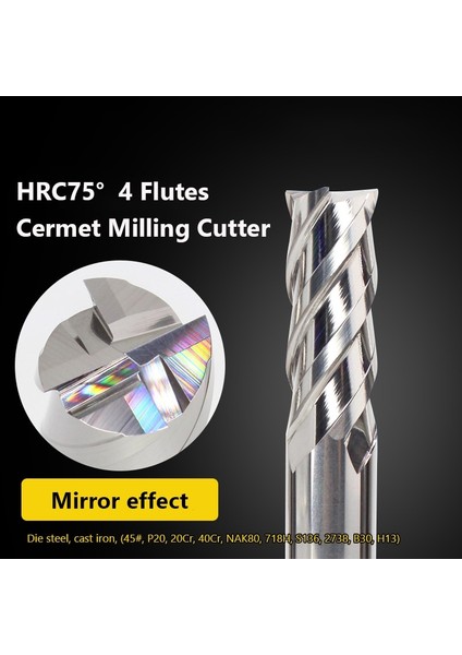 8X100X24X4F Katı Sermet Freze HRC75 4 Flüt Cnc Düz Tabanlı Süper Kaplamasız Yüksek Sertlik Sert Uçlu Değirmen Seramik Uçlu Değirmen (Yurt Dışından)