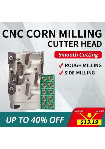 APMT1604ER-XM KT1505,NO Kesici Çubuk AP16 D50/D63-AP16 Kaba Kesme Düz Şaft Spiral Mısır Freze Kesici Kafası APMT16 Işleme Merkezi Için Karbür Uç (Yurt Dışından)