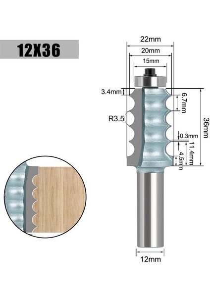 12X36 8mm 12MM 12.7mm Shank Dört Boncuk Dört Flüt Büyük Kalıplama Freze Uçları Seti Hat Bıçağı Ağaç Işleme Kesici (Yurt Dışından)
