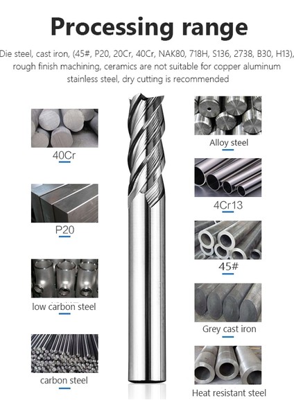 8X100X24X4F Katı Sermet Freze HRC75 4 Flüt Cnc Düz Tabanlı Süper Kaplamasız Yüksek Sertlik Sert Uçlu Değirmen Seramik Uçlu Değirmen (Yurt Dışından) fırsatları