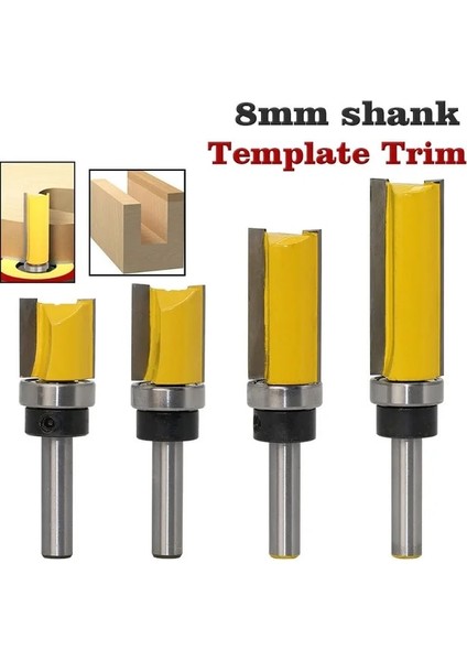 3 Adet Çap 19.05MM 6MM/6.35MM/8MM Shank Şablon Trim Menteşe Zıvana Açma Yönlendirici Bit Dia 15.9MM/19.05MM Düz End Mill Giyotin Temizleme Gömme Bit (Yurt Dışından)