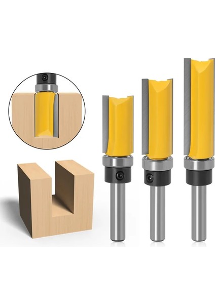 3 Adet Çap 19.05MM 6MM/6.35MM/8MM Shank Şablon Trim Menteşe Zıvana Açma Yönlendirici Bit Dia 15.9MM/19.05MM Düz End Mill Giyotin Temizleme Gömme Bit (Yurt Dışından) fiyatları