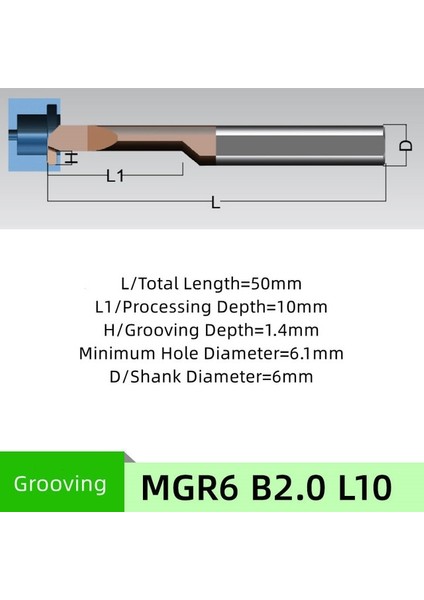 1 Adet Mgr6 B2.0 L10 1 Adet Mgr6 Mgr8 B0.75 B1.0 B1.2 B1.5 B2.0 B2.5 B3.0 L15 L10 L20 L22 L30 Mikro Sıkıcı Barlar Cnc Torna Kesici Kanal Açma Takım Tutucu (Yurt Dışından)