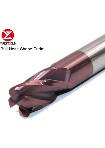 D2R0.2-D4-50L-4T Yuzetools Cnc HRC55 4 Flüt Boğa Burun Katı Karbür Parmak Freze Radyo Köşesi ile Genel Freze Kesici Materail R0.2 R0.5 R1.0 (Yurt Dışından)