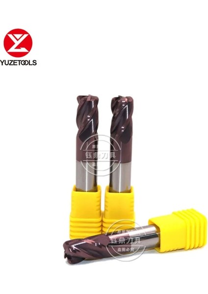 D2R0.2-D4-50L-4T Yuzetools Cnc HRC55 4 Flüt Boğa Burun Katı Karbür Parmak Freze Radyo Köşesi ile Genel Freze Kesici Materail R0.2 R0.5 R1.0 (Yurt Dışından) modelleri
