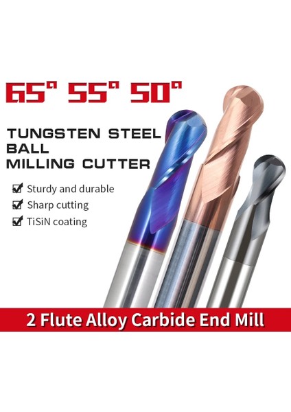 R3.0XD6X75L-2F HRC50 Augusttool HRC50 55 65 2 Flüt Bilyalı Uçlu Frezeler Tungsten Karbür Kesici Cnc Router Bit Freze Aracı R0.5 R1 R2 6mm 8mm 10MM (Yurt Dışından) fiyatları