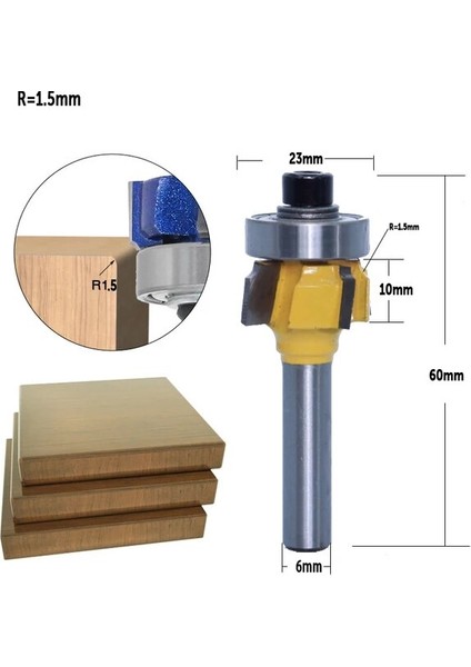 6mmshankr1.5mm Chwjw 6mm 1/4 Shank Yüksek Kaliteli Ağaç Işleme Freze Kesicisi R1MM R1.5mm R2MM Kesme Bıçağı Kenar Düzeltici 4 Diş Ahşap Yönlendirici Bit (Yurt Dışından)