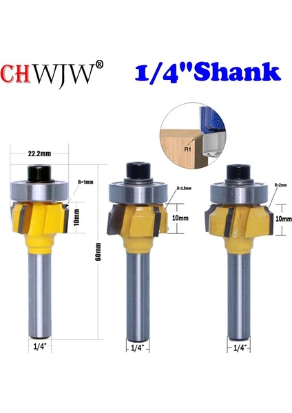 6mmshankr1.5mm Chwjw 6mm 1/4 Shank Yüksek Kaliteli Ağaç Işleme Freze Kesicisi R1MM R1.5mm R2MM Kesme Bıçağı Kenar Düzeltici 4 Diş Ahşap Yönlendirici Bit (Yurt Dışından) fiyatları