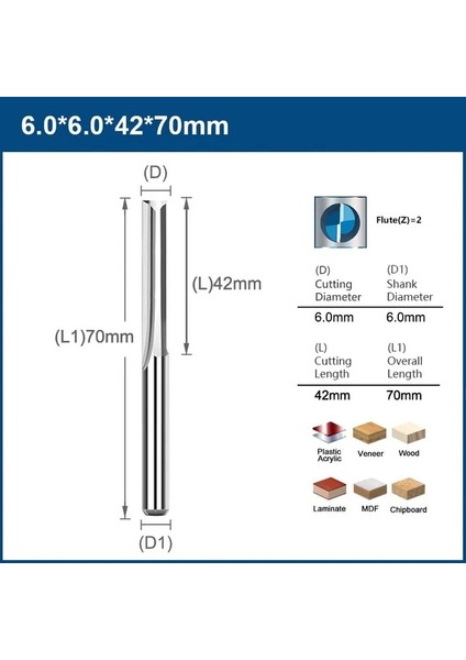 1 Adet 6X42X70 Xcan 1 Adet 4mm/6mm Shank 2 Flüt Düz End Mill Karbür Cnc Router Bit Gravür Bit Düz Yuvası Freze Kesicisi Ahşap (Yurt Dışından)