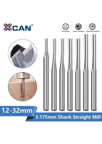 10 Adet 3.175X2X6L Xcan Karbür Uçlu Değirmen 10 Adet 3.175 Shank 2 Flüt Düz Yuvası Freze Kesicisi Mdf Plastik Ahşap Kesici Cnc Makinesi Yönlendirici Bit (Yurt Dışından)