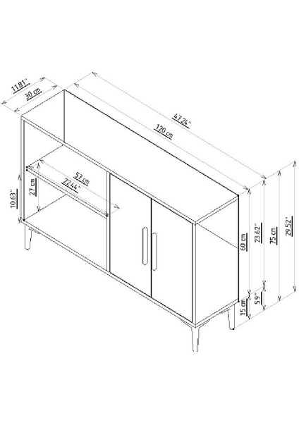 Sera 120CM Konsol, Tv Sehpası, Tv Ünitesi, Kahve Köşesi, Banyo Dolabı, Çok Amaçlı Dolap,ayakkabılık