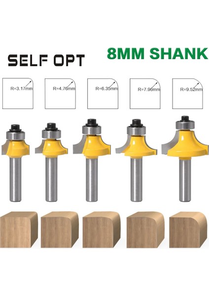 R9.52MM 8mm Shank Köşe Yuvarlak Freze Uçları ile Rulman Içbükey Yarıçapı Freze Kesiciler Ahşap Ağaç Işleme Araçları Için Tungsten Karbür (Yurt Dışından) fiyatları
