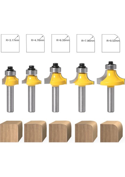 R9.52MM 8mm Shank Köşe Yuvarlak Freze Uçları ile Rulman Içbükey Yarıçapı Freze Kesiciler Ahşap Ağaç Işleme Araçları Için Tungsten Karbür (Yurt Dışından) modelleri