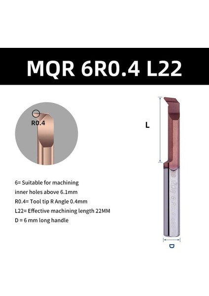 MQR6R0.4L22 Kakarot Mqr Sıkıcı Kesici Sıkıcı Kaplamalı Karbür Mini Iç Torna Turing Aracı Küçük Delik Kopyalama Tungsten Çelik Alaşımı (Yurt Dışından)