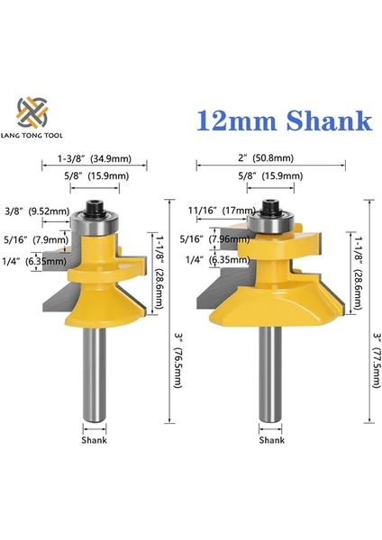 12MM Shank Lang Tong Aracı 2 Adet 120 Derece Yönlendirici Bit Seti Ağaç Işleme Oluk Kesiciler Tungsten Alaşımlı Ahşap Zıvana Freze Kesicisi Uçları TOOLSLT022 (Yurt Dışından)