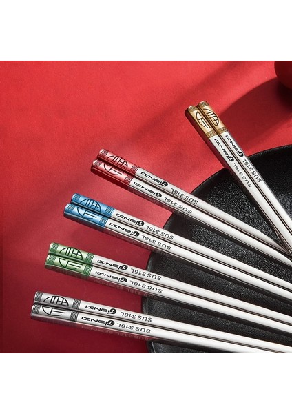 10 Çift 316L Paslanmaz Çelik Kaymaz Çubuklar High-End Çin Kore Ev Yemek Çubukları Yeniden Kullanılabilir Japon Suşi Çubuklarını Set (Yurt Dışından)
