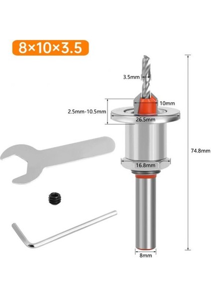 8X10X3.5 2.8/3.0/3.2/3.5/4.0mm 1 Adet 8mm Shank Hss Havşa Ağaç Işleme Yönlendirici Bit Seti Freze Kesicisi Vida Çıkarıcı Remon Yıkım (Yurt Dışından)