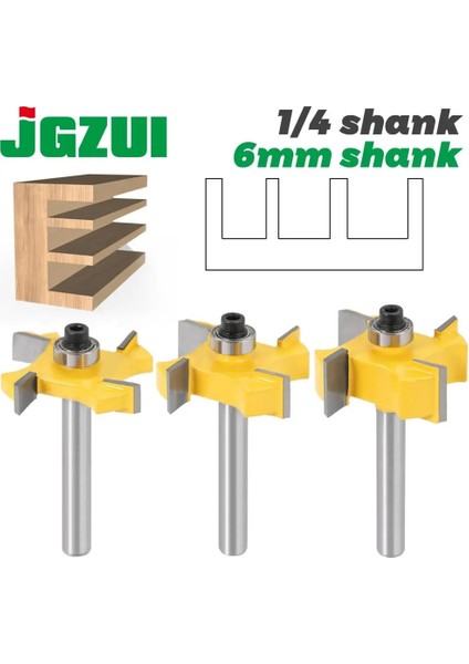 3 Adet 6.35MM Sap 6mm 1/4 Inç Sap T Tipi Rulmanlar Ahşap Freze Kesicisi Endüstriyel Sınıf Rabbeting Bit Ağaç Işleme Aleti Freze Uçları Ahşap (Yurt Dışından)