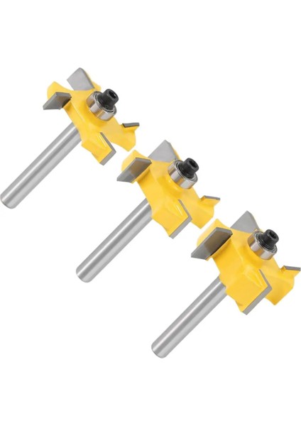 3 Adet 6.35MM Sap 6mm 1/4 Inç Sap T Tipi Rulmanlar Ahşap Freze Kesicisi Endüstriyel Sınıf Rabbeting Bit Ağaç Işleme Aleti Freze Uçları Ahşap (Yurt Dışından)