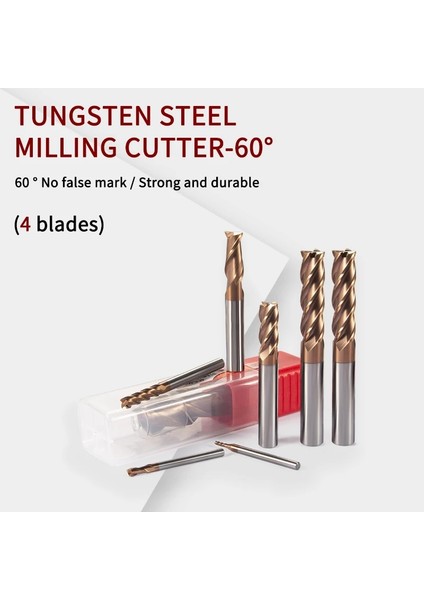 4f D8XD8X60L 1 Adet End Mill HRC60 4 Flüt 1mm 3mm 6mm 8mm 10MM 12MM 16MM 20MM Alaşım Karbür Tungsten Çelik Freze Kesici Metal Kesici Cnc Araçları (Yurt Dışından)