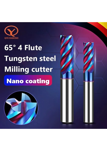 8X20X8X60 HRC65 Karbür End Mill 1 2 3 4 5 6 8 9 10 12 17 18 20MM 4 Flüt Freze Kesicisi Alaşım Kaplama Kesme Aleti Cnc Işleme Frezeler (Yurt Dışından)