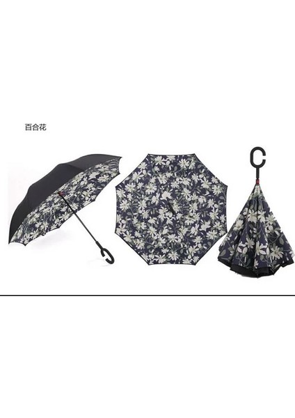 Bh Renkli Rüzgar Geçirmez Ters Katlanır Şemsiye Erkek Kadın Güneş Yağmur Araba Ters Şemsiye Çift Katmanlı Anti Uv Kendini Standı Parapluie (Yurt Dışından)