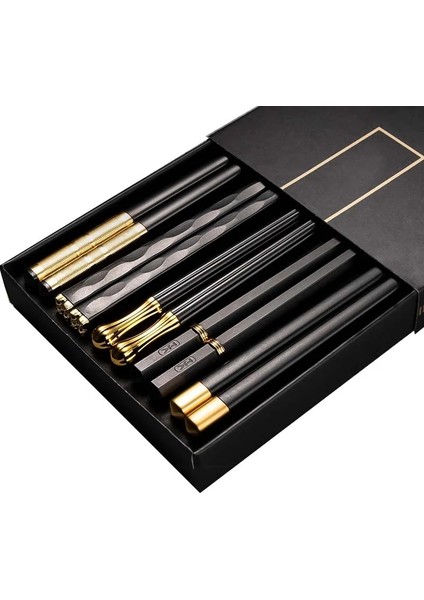 5 Pairs Black2 5 Pair Japon Çubuklarını Yeniden Kullanılabilir Alaşım Kaymaz Suşi Çubuklarını Set Çin Hediye Yeniden Kullanılabilir Çubuklarını Mutfak Sofra Hediye (Yurt Dışından) modelleri