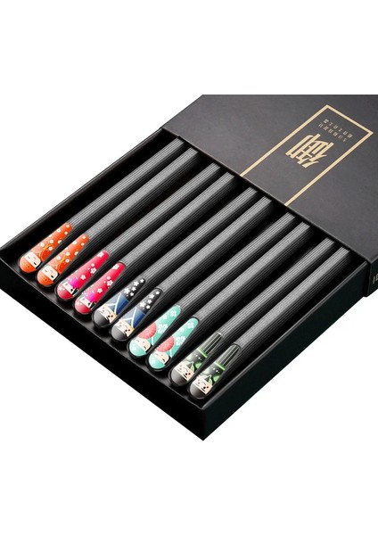 5 Pairs Black2 5 Pair Japon Çubuklarını Yeniden Kullanılabilir Alaşım Kaymaz Suşi Çubuklarını Set Çin Hediye Yeniden Kullanılabilir Çubuklarını Mutfak Sofra Hediye (Yurt Dışından) indirimleri