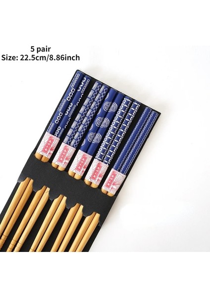 5 Çift Kullanımlık 5 Çift Set El Yapımı Bambu Japon Tarzı Doğal Ahşap Çubuklarını Suşi Gıda Kedi Çiçek Çok Renkli Ahşap Çubuklarını (Yurt Dışından)