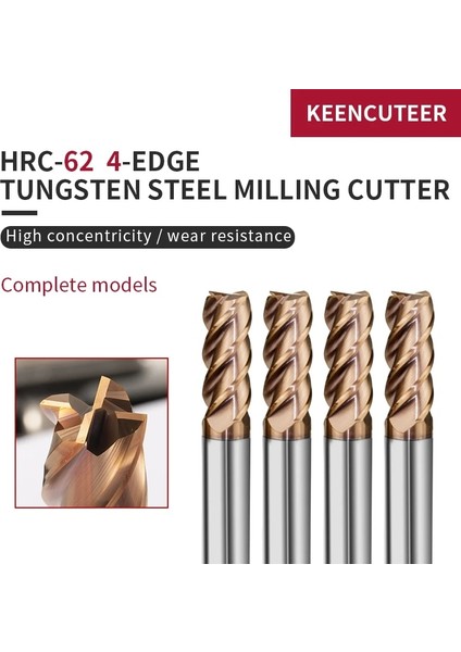4f D8XD8X60L HRC62 4 Flüt End Mill 1MM-20MM Tungsten Çelik Düz Şaft Freze Kesicisi Cnc Makineleri Araçları Alaşım Kaplama Karbür Torna Için (Yurt Dışından)