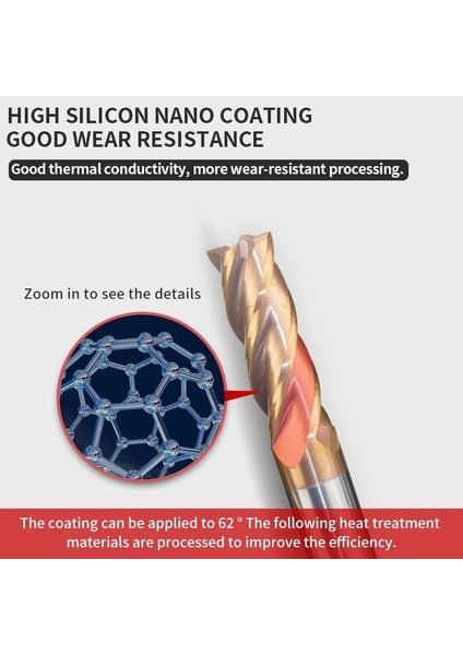 4f D8XD8X60L HRC62 4 Flüt End Mill 1MM-20MM Tungsten Çelik Düz Şaft Freze Kesicisi Cnc Makineleri Araçları Alaşım Kaplama Karbür Torna Için (Yurt Dışından) fiyatları