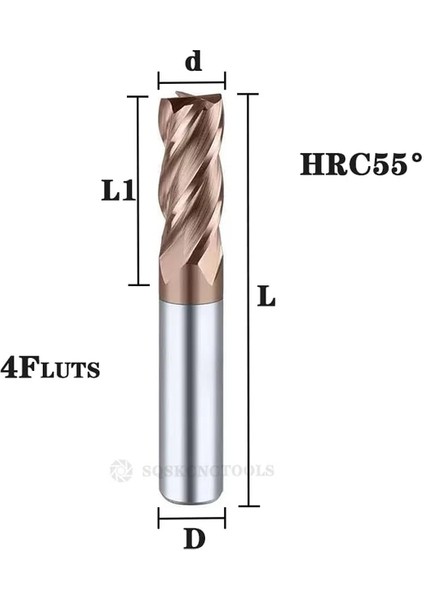 D11X12DX30X75L 4FHRC55 Karbür Yarıçapı Uç Kesici Değirmen Alüminyum Cnc Freze Kesici Metal Tungsten Çelik Cnc Işleme Endmils (Yurt Dışından)