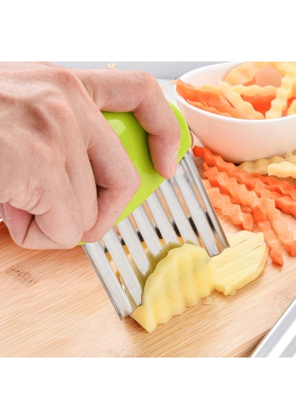 Mavi Patates Cipsi Dilimleme Kesici Sebze Meyve Oluklu Dalgalı Bıçak Patates Kızartması Patates Kesici Mutfak Gadget Aksesuarları Pişirme (Yurt Dışından) fırsatları