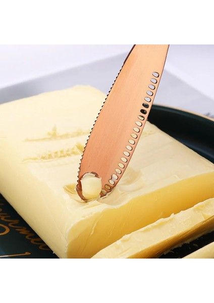 B3 Paslanmaz Çelik Tereyağı Serpme Aracı Serpme Dilimleyici ve Tırtıklı Kenarlı Tereyağı Kıvırıcı Çok Fonksiyonlu Spatula Peynir Kesici (Yurt Dışından)
