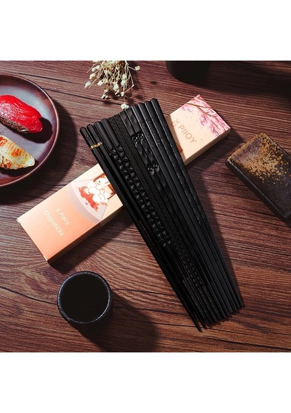 1 Çift Kafes 1 Çift Japon Yemek Çubukları Siyah Suşi Fast Food Erişte Pirzola Çubukları Kore Sofra Mutfak Bar Malzemeleri Çin Çatal Bıçak Takımı (Yurt Dışından)