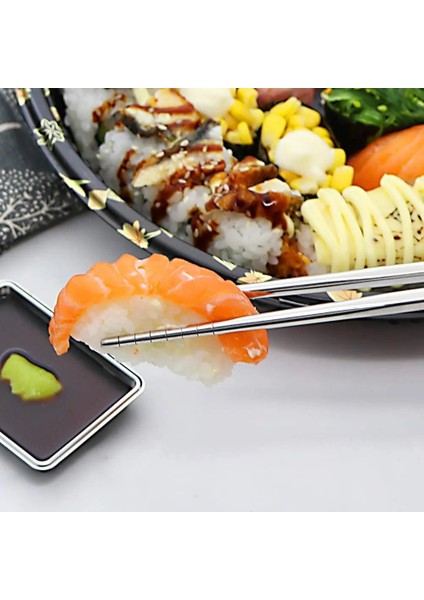 Kırmızı 5 Çift Yemek Çubukları 304 Paslanmaz Çelik Kaymaz Çubuk Metal Suşi Çubukları Kore Japon Gıda Çin Yemek Çubukları (Yurt Dışından) modelleri