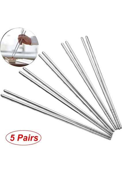 Kırmızı 5 Çift Yemek Çubukları 304 Paslanmaz Çelik Kaymaz Çubuk Metal Suşi Çubukları Kore Japon Gıda Çin Yemek Çubukları (Yurt Dışından) fırsatları