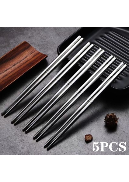 Kırmızı 5 Çift Yemek Çubukları 304 Paslanmaz Çelik Kaymaz Çubuk Metal Suşi Çubukları Kore Japon Gıda Çin Yemek Çubukları (Yurt Dışından) indirimleri