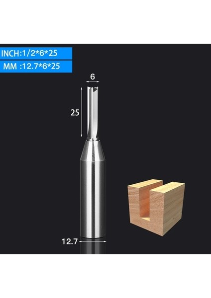 12.7X6X25 Vsharp 3 Flüt Çok Fonksiyonlu Tct Düz Bit 12.7mm Hızlı Planya Kesme Karbür Alaşım Ağaç Işleme Yönlendirici Bit Ahşap Mdf (Yurt Dışından)