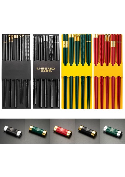 Kırmızı Altın Tutucu 5 Çift Japon Yemek Çubukları Seti Suşi Çubukları Standı Raf Tutucu Metal Çin Yemek Çubukları Kaymaz Alaşım Sofra (Yurt Dışından) fiyatları